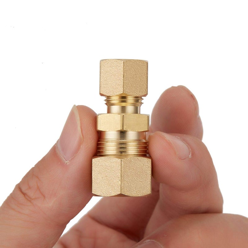 Litorange 3 Pack Metals Brass Tube Fitting Fuel Brake Line Adapter Compression Union 3/8" x 1/4" Tube OD - Image 2